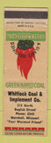 Matchbook Cover - Green Marked Coal Whitlock Implement Marshall MO