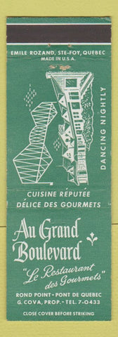 Matchbook Cover - Au Grand Boulevard Restaurant Pont De Quebec QC