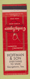 Matchbook Cover - Crosby Square Men's Clothes Hoffman Georgetown TX WEAR