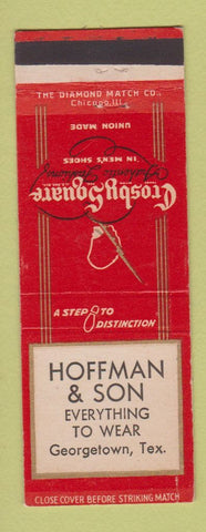 Matchbook Cover - Crosby Square Men's Clothes Hoffman Georgetown TX WEAR