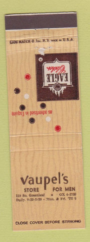 Matchbook Cover - Eagle Men's Clothes Vaupel's
