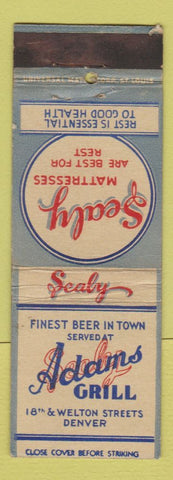 Matchbook Cover - Sealy Mattresses Adams Grill Denver Colorado WEAR