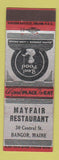 Matchbook Cover - Mayfair Restaurant Bangor ME