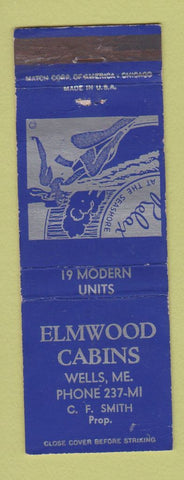 Matchbook Cover - Elmwood Cabins Wells ME girlie WEAR