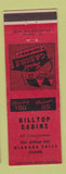 Matchbook Cover - Hilltop Cabins Niagara Falls ON