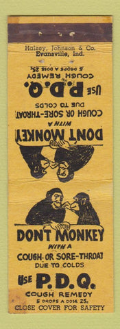 Matchbook Cover - PDQ Cough Remedy Monkey WEAR