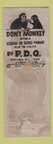 Matchbook Cover - PDQ Cough Remedy Monkey WEAR