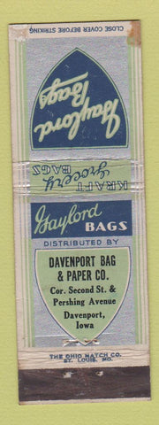 Matchbook Cover - Gaylord Bags Grocery Davenport IA WEAR