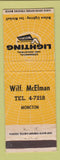 Matchbook Cover - Mitchell Lighting Wilf McElman Moncton NB