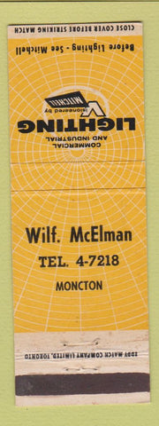 Matchbook Cover - Mitchell Lighting Wilf McElman Moncton NB