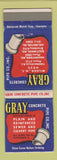 Matchbook Cover - Gray Concrete Pipe Culvert Wilson NC Thomasville