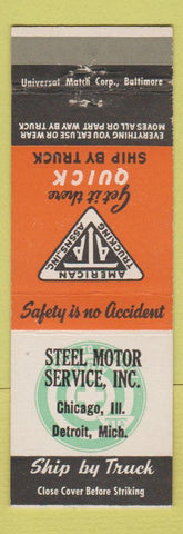 Matchbook Cover - Steel Motor Service Chicago IL Detroit MI American Trucking