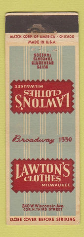 Matchbook Cover - Lawton's Clothes Milwaukee WI WEAR