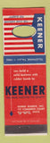 Matchbook Cover - Keener Rubber Bands Alliance OH