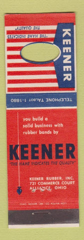 Matchbook Cover - Keener Rubber Bands Alliance OH