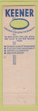 Matchbook Cover - Keener Rubber Bands Alliance OH