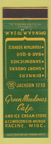 Matchbook Cover - Green Meadows Cafe Racine WI