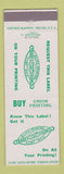 Matchbook Cover - Allied Printing Union Label Flint MI Swartz Creek