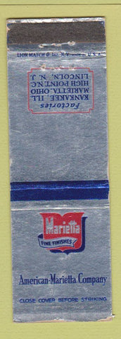 Matchbook Cover - American Marietta Finishes Lincoln NJ WORN