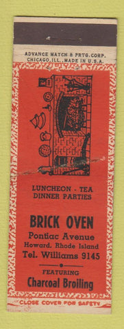 Matchbook Cover - Brick Oven Howard RI ADVANCE WEAR