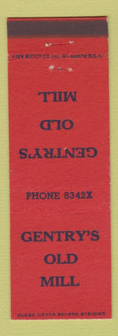 Matchbook Cover - Gentry's Old Mill