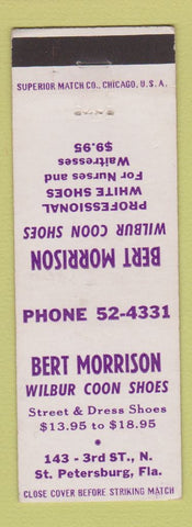 Matchbook Cover - Bert Morrison Wilbur Coon Shoes St Petersburg FL
