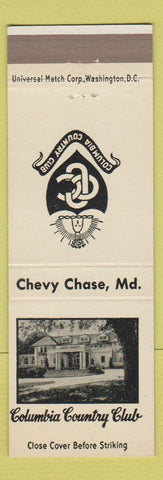 Matchbook Cover - Columbia Country Club Chevy Chase MD