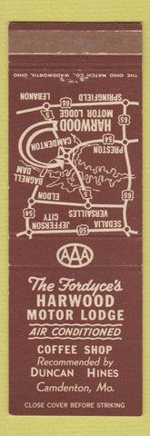 Matchbook Cover - Fordyce's Harwood Motor Lodge Camdenton MO
