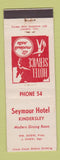 Matchbook Cover - Seymour Hotel Kindersley SK
