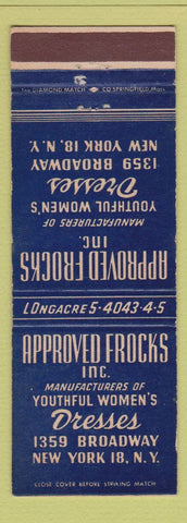 Matchbook Cover - Approved Frocks New York City women's clothes