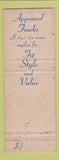 Matchbook Cover - Approved Frocks New York City women's clothes