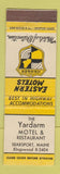 Matchbook Cover - Eastern Motels Yardarm Restaurant Searsport ME