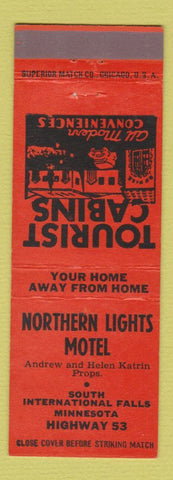 Matchbook Cover - Northern Lights Motel International Falls MN