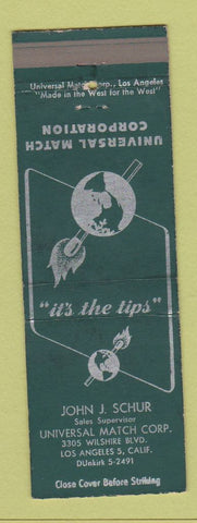 Matchbook Cover - Universal Match Corp John Schur Los Angeles CA