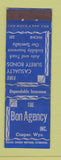 Matchbook Cover - Bon Agency Insurance Casper WY