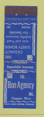 Matchbook Cover - Bon Agency Insurance Casper WY