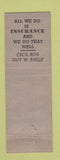 Matchbook Cover - Bon Agency Insurance Casper WY