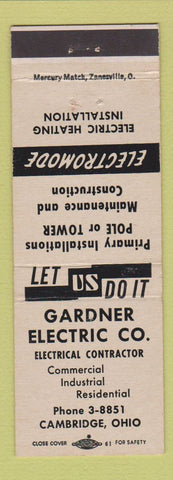 Matchbook Cover - Gardner Electric Cambridge OH