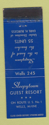 Matchbook Cover - Sleepytown Guest Resort Wells ME WEAR