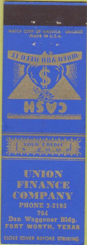 Matchbook Cover - Union Finance Co Fort Worth TX