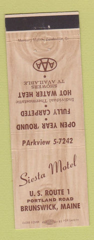 Matchbook Cover - Siesta Motel Brunswick ME