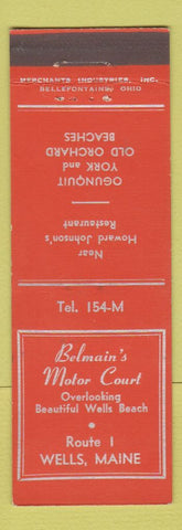 Matchbook Cover - Belmain's Motor Court Wells ME MERCHANTS