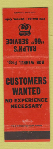 Matchbook Cover - Ralph's Phillips 66 oil gas Denver Colorado Bob Wehrli