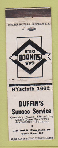 Matchbook Cover - Duffin's Sunoco oil gas WEAR