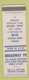 Matchbook Cover - Broadway TV