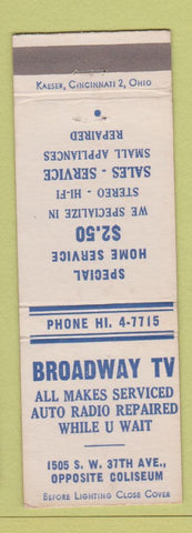Matchbook Cover - Broadway TV