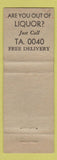 Matchbook Cover - Sealy Mattresses Central Liquor Denver Colorado