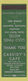 Matchbook Cover - Gold Pines Motel Cassidy's Cafe Hinckley MN