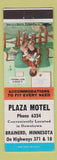 Matchbook Cover - Plaza Motel Brainerd MN