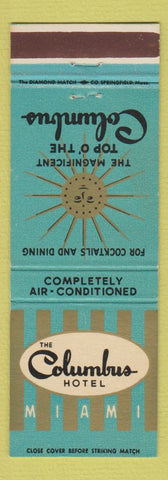 Matchbook Cover - Columbus Hotel Miami FL